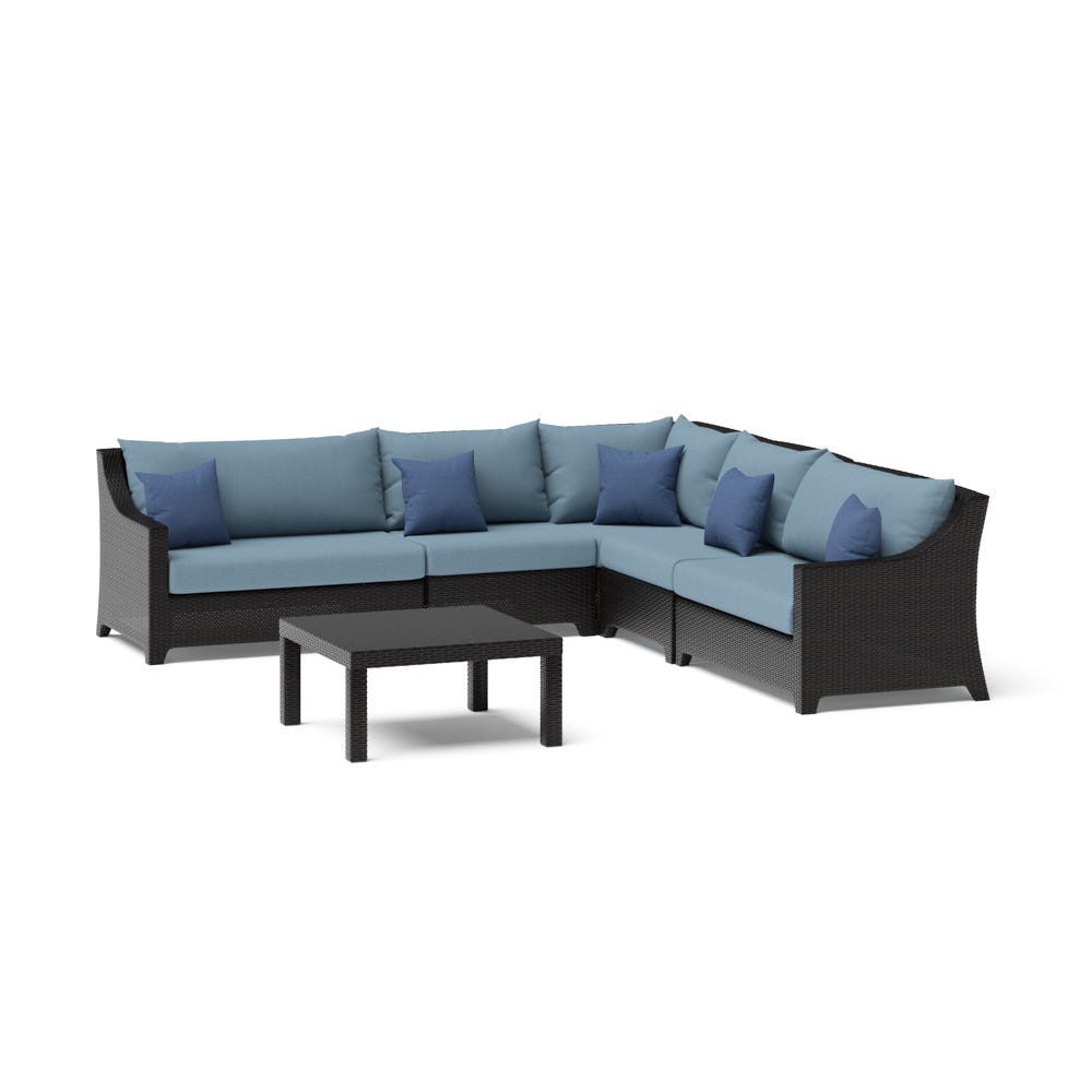 Deco™ 6 Piece Sunbrella® Outdoor Sectional & Table - Canvas Denim