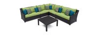 Deco™ 6 Piece Sunbrella® Outdoor Sectional & Table Set - Ginkgo Green