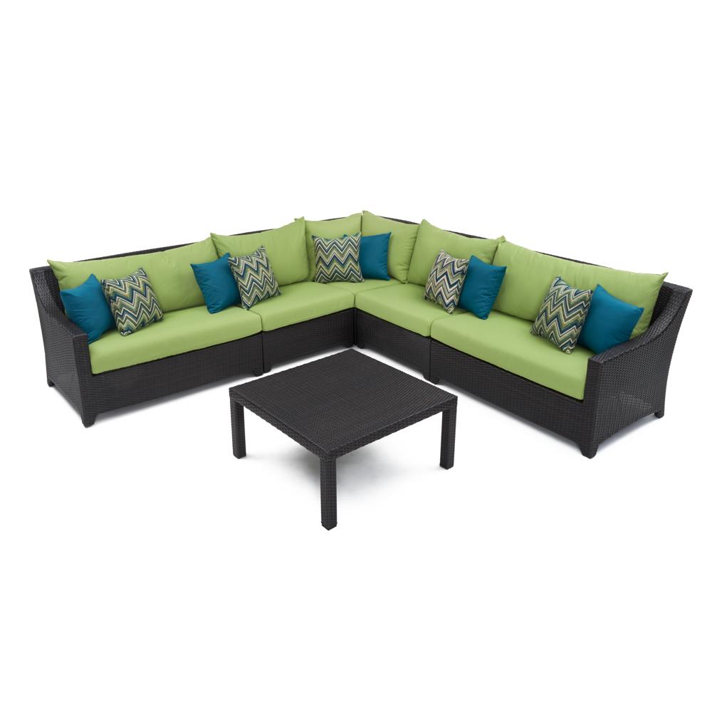 Deco™ 6 Piece Sunbrella® Outdoor Sectional & Table Set - Ginkgo Green