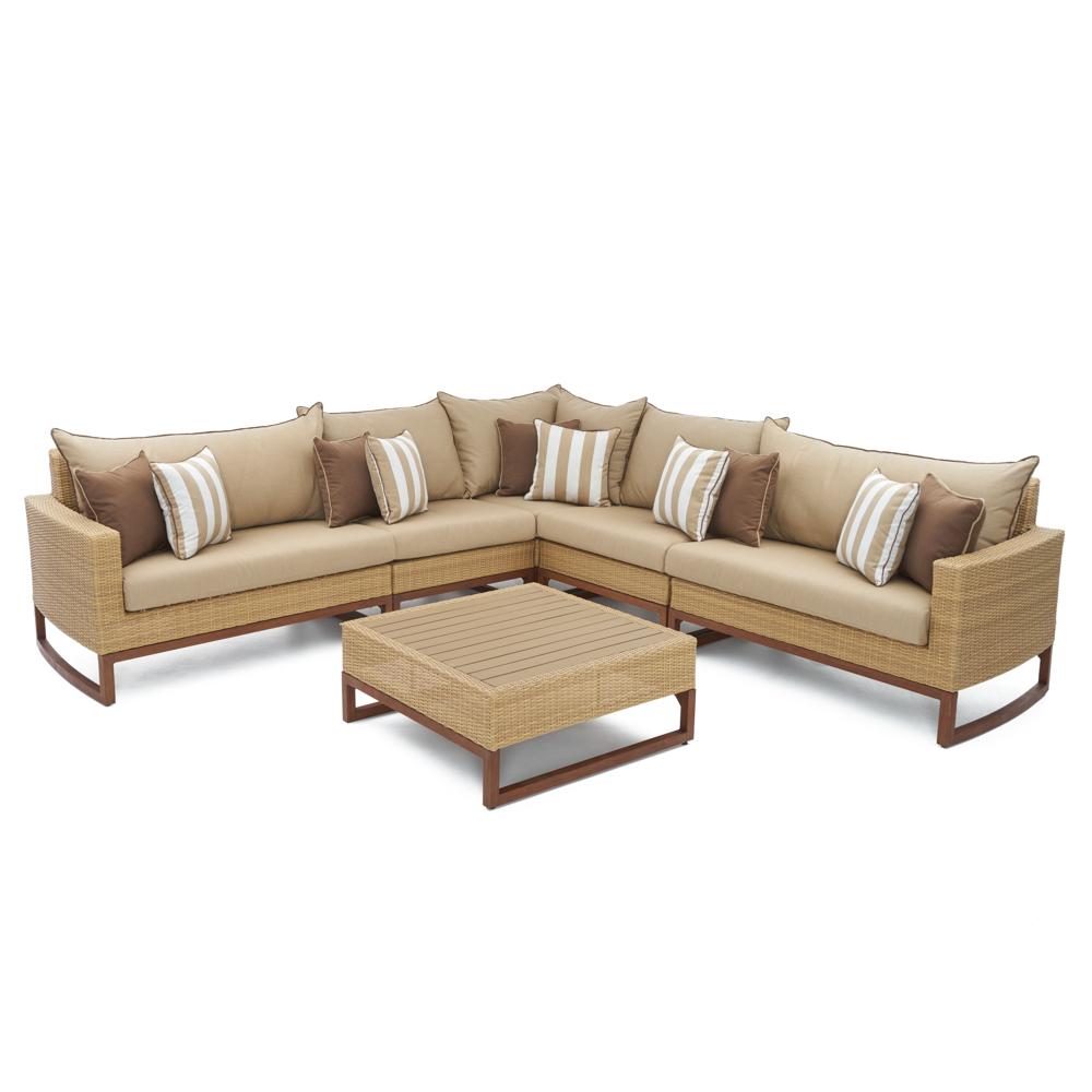 Mili™ 6 Piece Sunbrella® Outdoor Sectional & Table - Maxim Beige