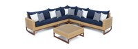 Mili™ 6 Piece Sunbrella® Outdoor Sectional & Table - Navy Blue