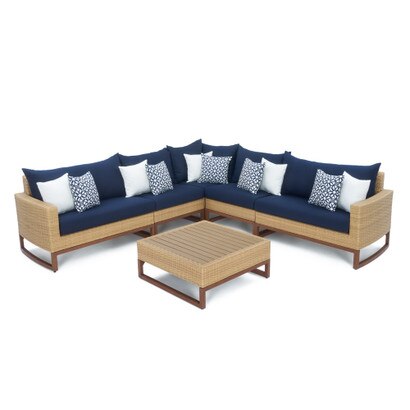 Mili™ 6 Piece Sunbrella® Outdoor Sectional & Table - Navy Blue