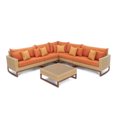 Mili™ 6 Piece Sunbrella® Outdoor Sectional & Table - Tikka Orange
