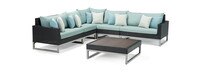 Milo™ Espresso 6 Piece Sectional - Spa Blue