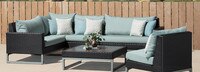 Milo™ Espresso 6 Piece Sectional - Spa Blue
