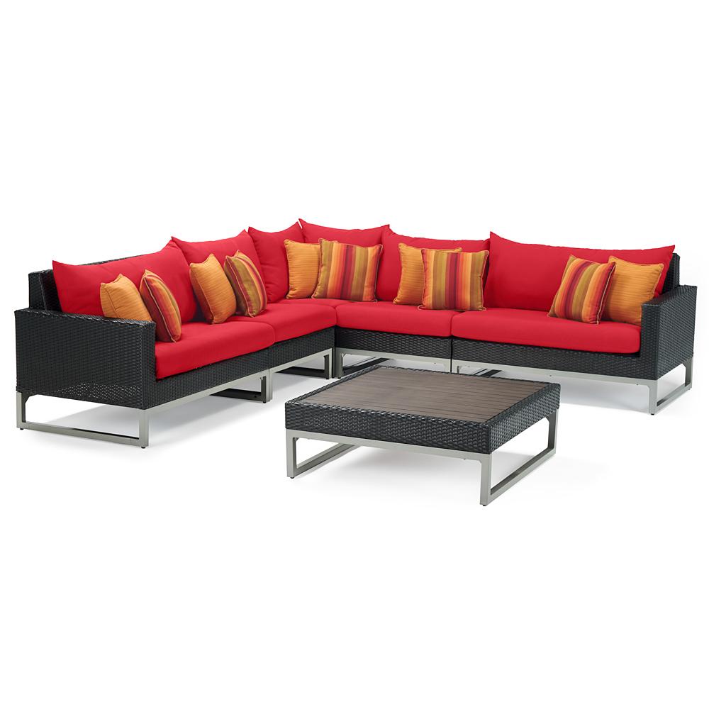 Milo™ Espresso 6 Piece Sectional - Sunset Red