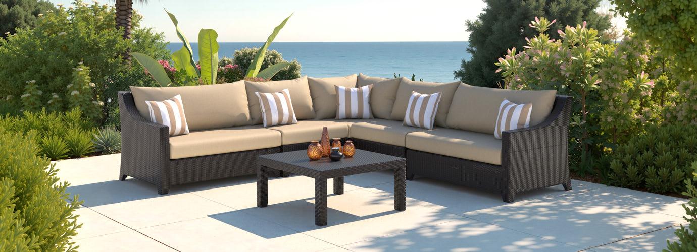 Deco™ 6 Piece Sunbrella® Outdoor Sectional & Table - Maxim Beige