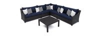 Deco™ 6 Piece Sunbrella® Outdoor Sectional & Table - Navy Blue