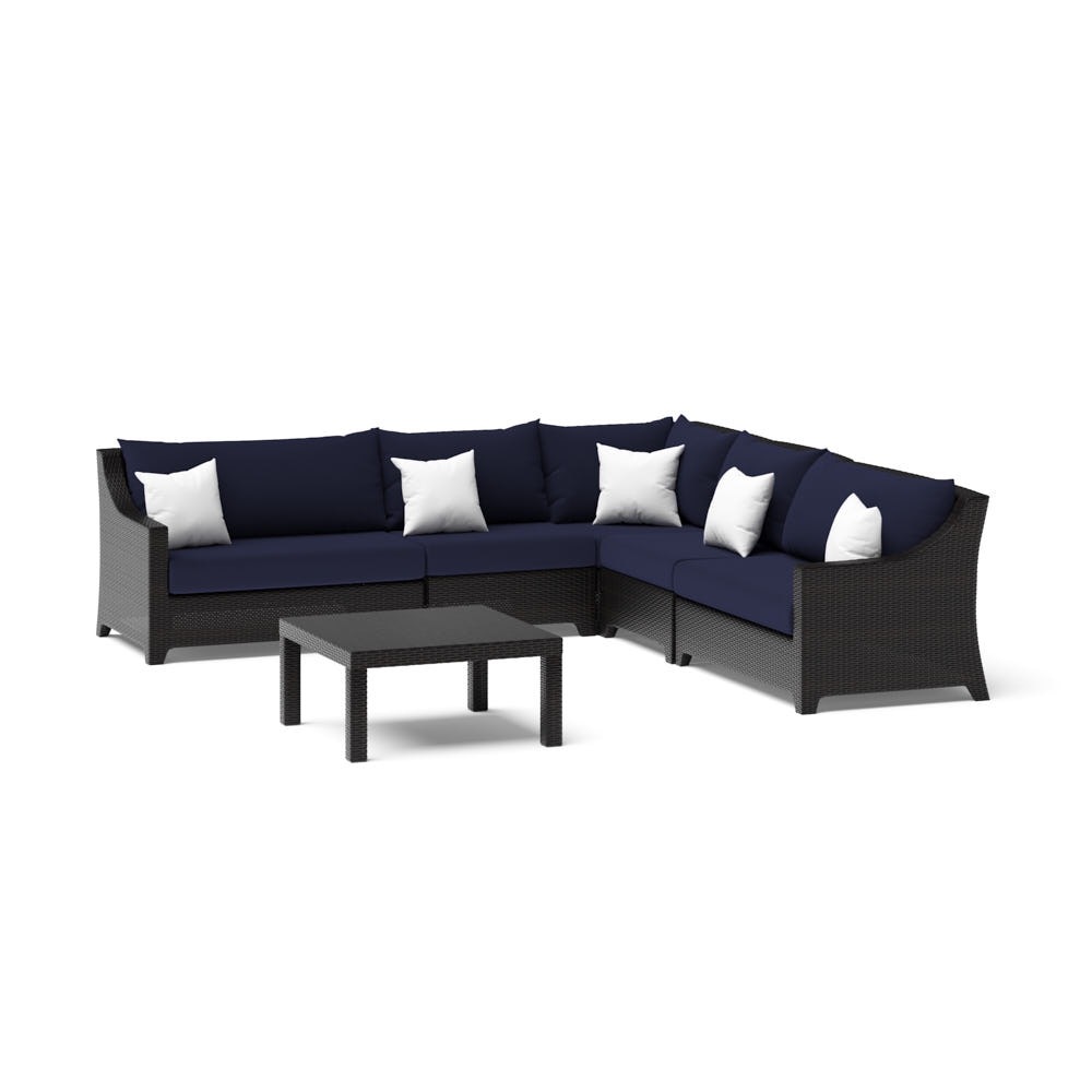 Deco™ 6 Piece Sunbrella® Outdoor Sectional & Table - Navy Blue