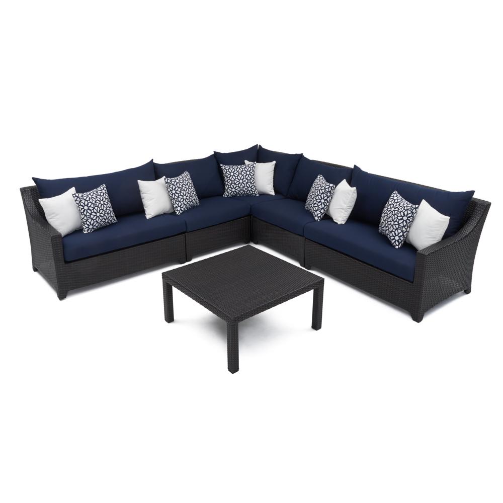 Deco™ 6 Piece Sunbrella® Outdoor Sectional & Table Set - Navy Blue