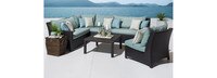 Deco™ 6 Piece Sunbrella® Outdoor Sectional & Table Set - Spa Blue