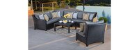 Deco™ 6 Piece Sunbrella® Outdoor Sectional & Table Set - Spa Blue