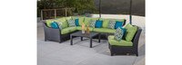 Deco™ 6 Piece Sunbrella® Outdoor Sectional & Table Set - Spa Blue