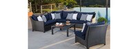 Deco™ 6 Piece Sunbrella® Outdoor Sectional & Table Set - Spa Blue