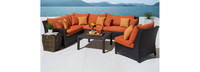 Deco™ 6 Piece Sunbrella® Outdoor Sectional & Table Set - Spa Blue