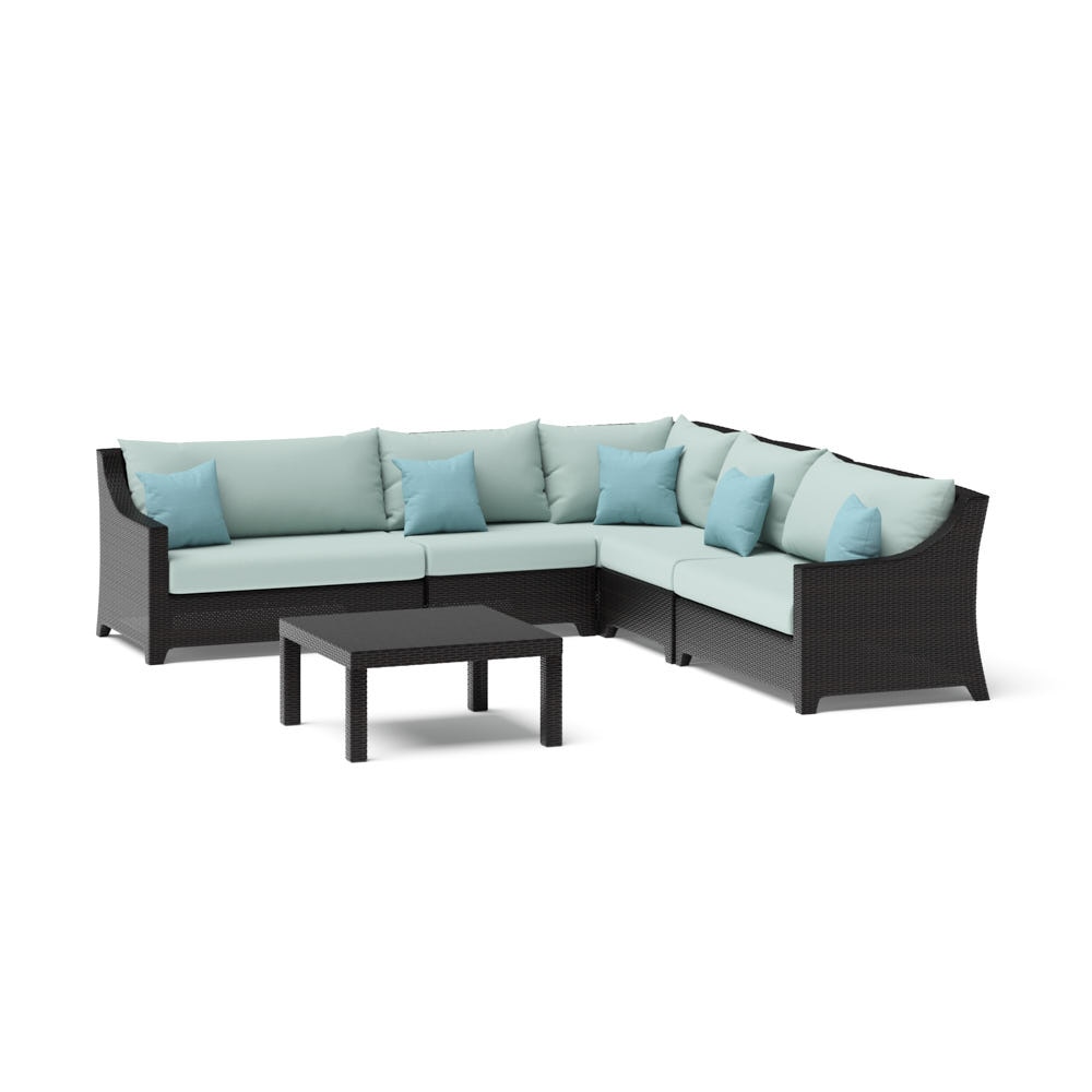 Deco™ 6 Piece Sunbrella® Outdoor Sectional & Table - Spa Blue