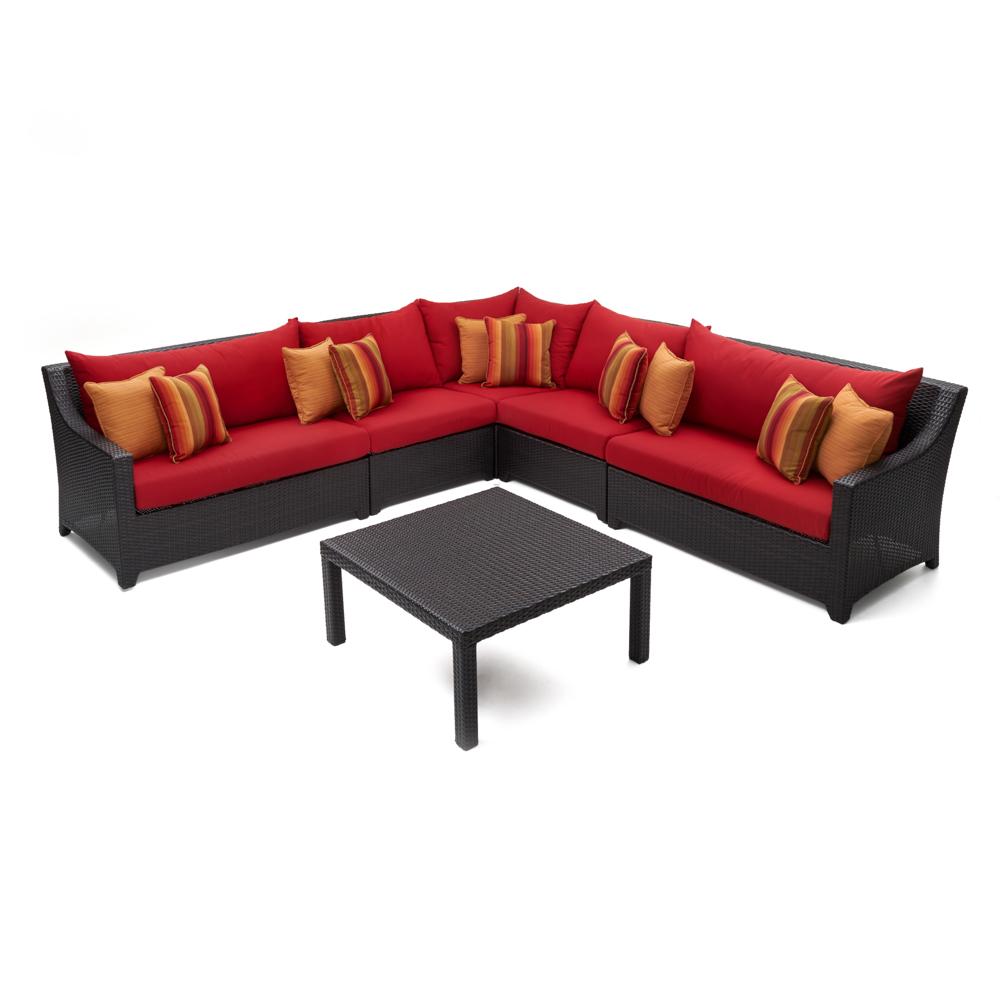 Deco™ 6 Piece Sunbrella® Outdoor Sectional & Table - Sunset Red
