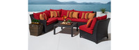 Deco™ 6 Piece Sunbrella® Outdoor Sectional & Table Set - Tikka Orange