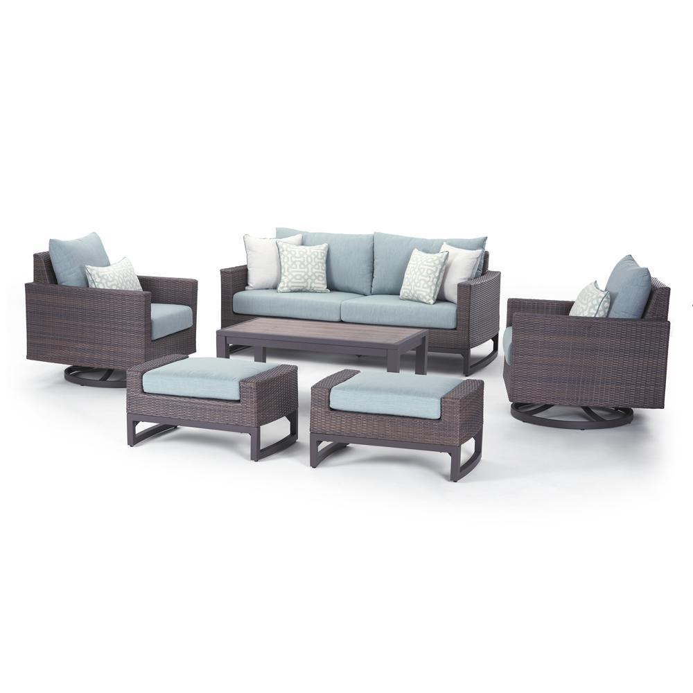 Milea™ 6 Piece Sunbrella® Outdoor Motion Seating Set - Mist Blue