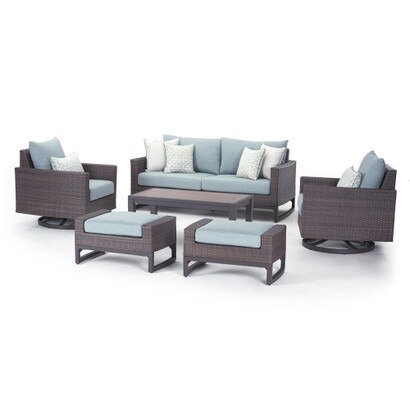 Milea™ 6 Piece Sunbrella® Outdoor Motion Seating Set - Mist Blue