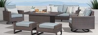Milea™ 6 Piece Sunbrella® Outdoor Motion Fire Seating Set - Mist Blue
