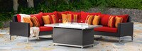 Milo™ Espresso 6 Piece Fire Sectional - Sunset Red