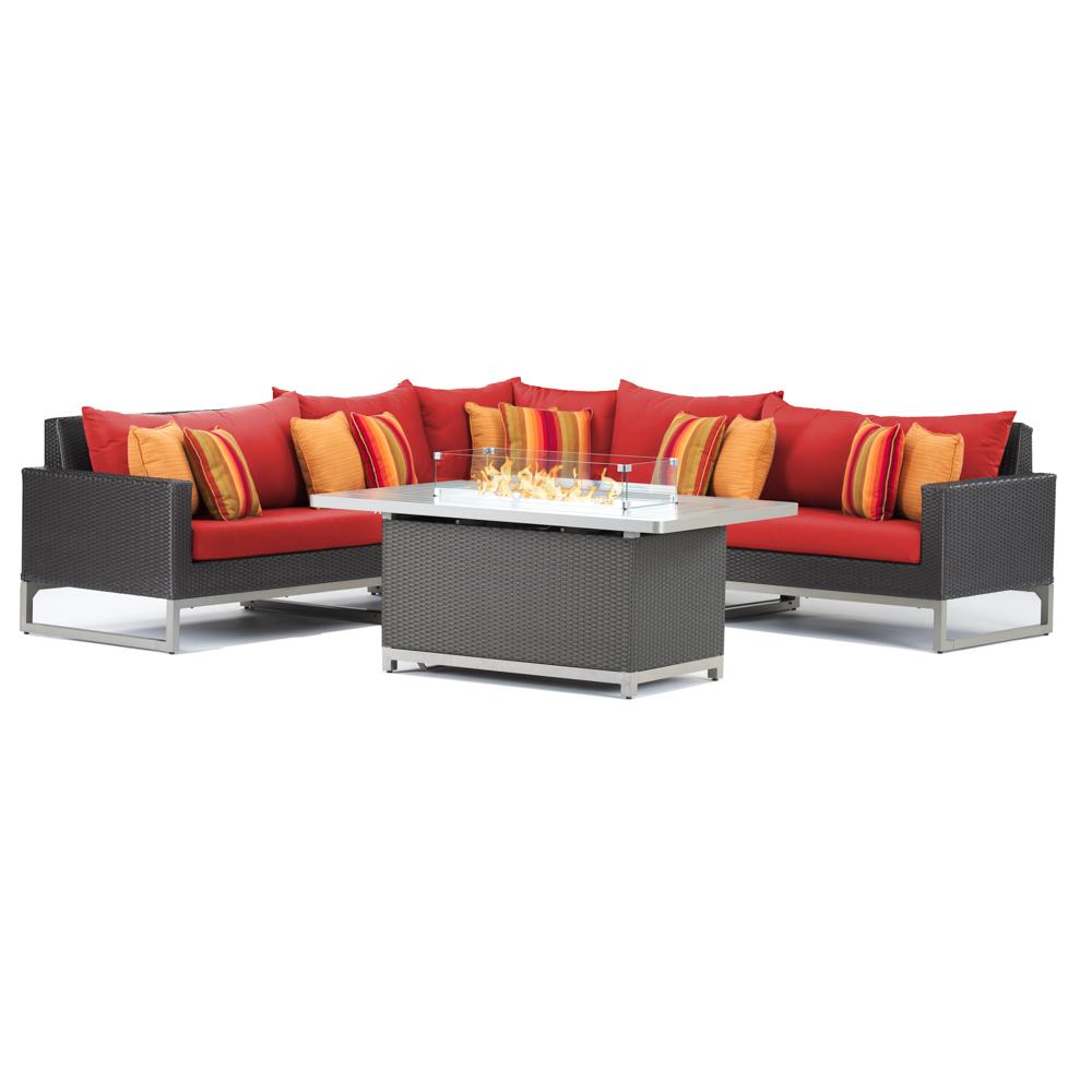 Milo™ Espresso 6 Piece Fire Sectional - Sunset Red
