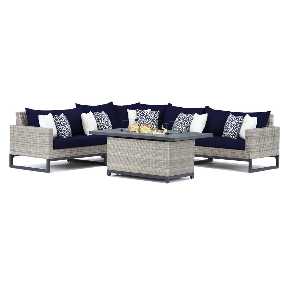 Milo™ Gray 6 Piece Fire Sectional - Navy Blue
