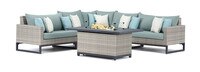 Milo™ Gray 6 Piece Fire Sectional - Spa Blue
