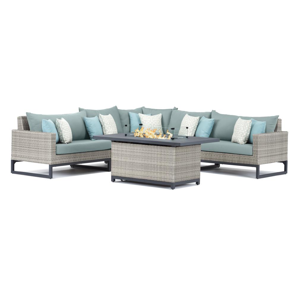 Milo™ Gray 6 Piece Fire Sectional - Spa Blue
