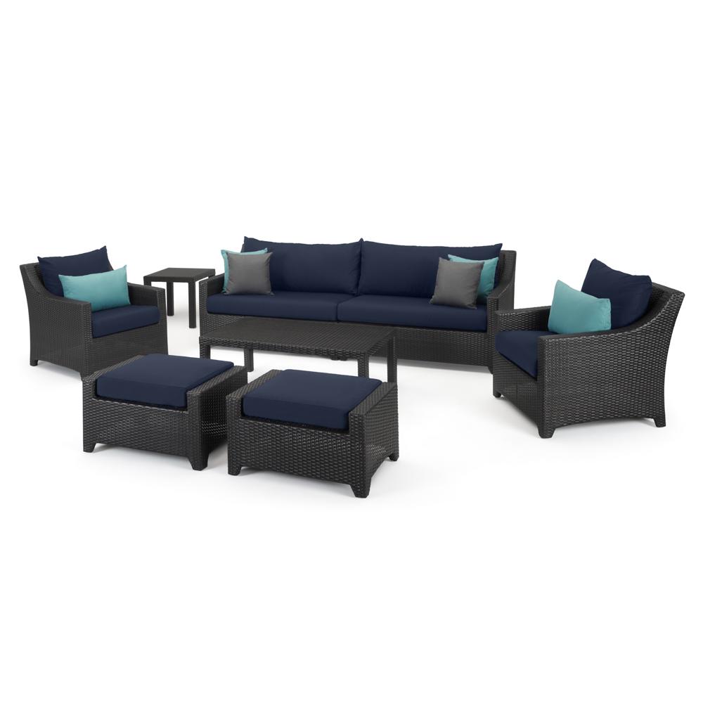 Deco 8 Piece Sofa and Club Chair Set - Blue