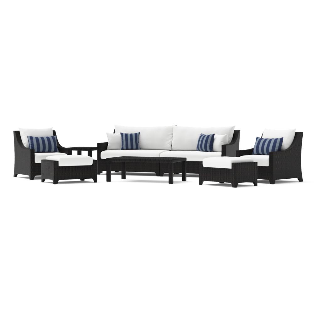 Deco™ 8 Piece Sunbrella® Outdoor Sofa & Club Chair Set - Centered Ink