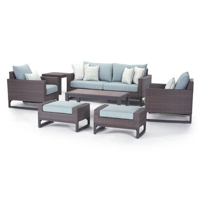 Milea™ 7 Piece Sunbrella® Outdoor Seating Set - Mist Blue