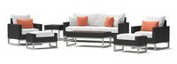 Milo™ Espresso 7 Piece Sunbrella® Outdoor Deep Seating Set - Cast Coral