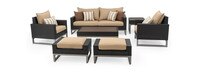Milo™ Espresso 7 Piece Sunbrella® Outdoor Deep Seating Set - Maxim Beige