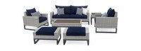 Milo™ Gray 7 Piece Sunbrella® Outdoor Deep Seating Set - Navy Blue