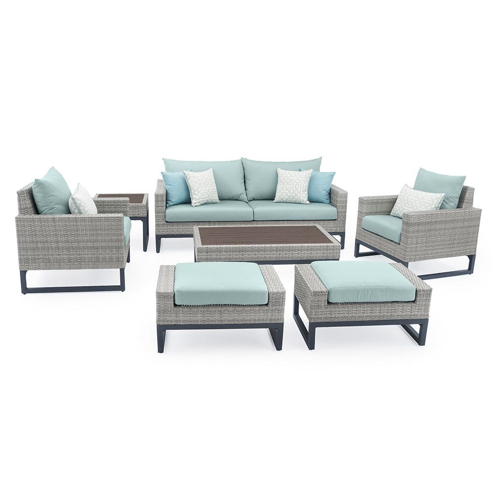Milo™ Gray 7 Piece Deep Seating Set - Spa Blue