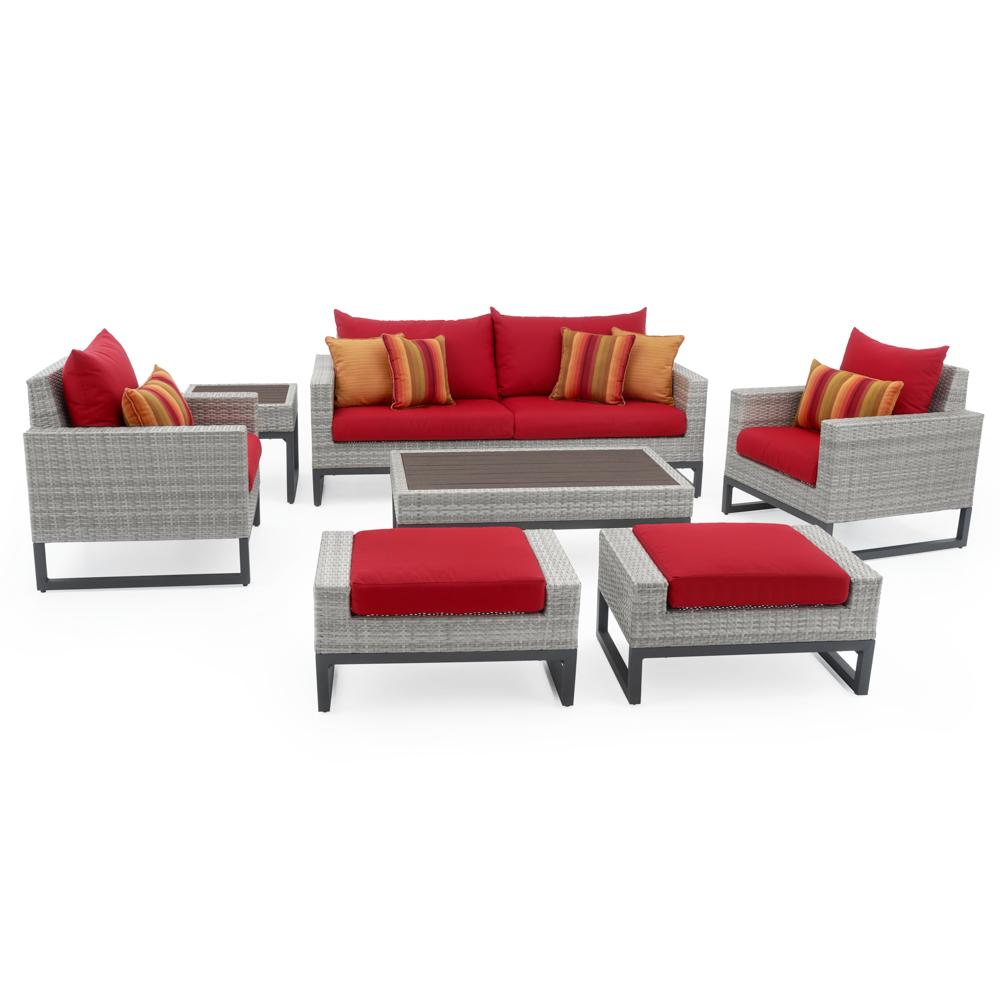 Milo™ Gray 7 Piece Deep Seating Set -Sunset Red