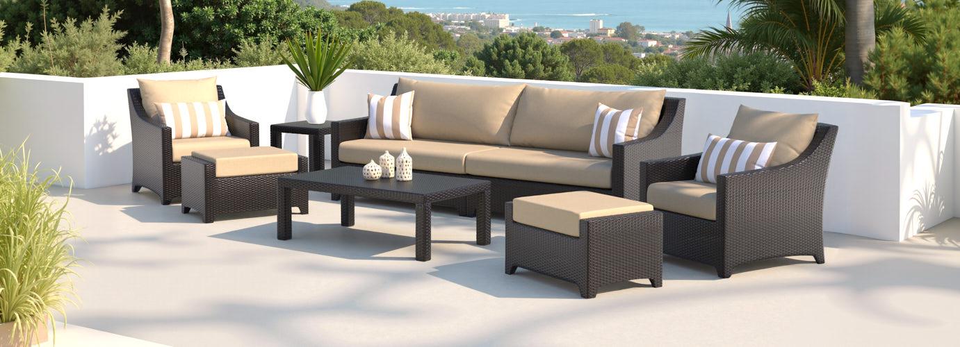 Deco™ 8 Piece Sunbrella® Outdoor Sofa & Club Chair Set - Maxim Beige