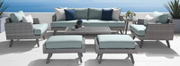 Portofino® Casual 7 Piece Sunbrella® Outdoor Seating Set - Spa Blue