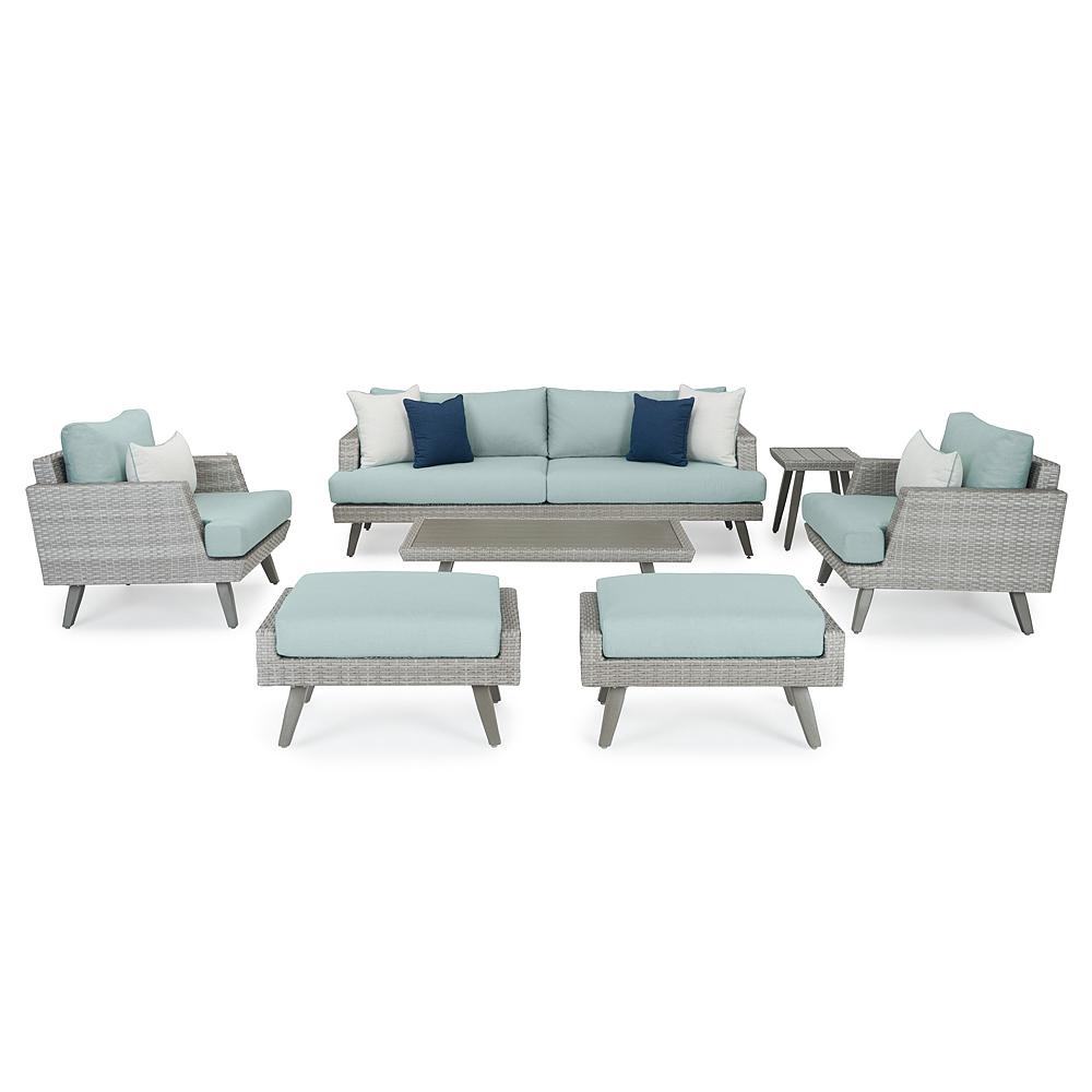 Portofino® Casual 7 Piece Sunbrella® Outdoor Seating Set - Spa Blue