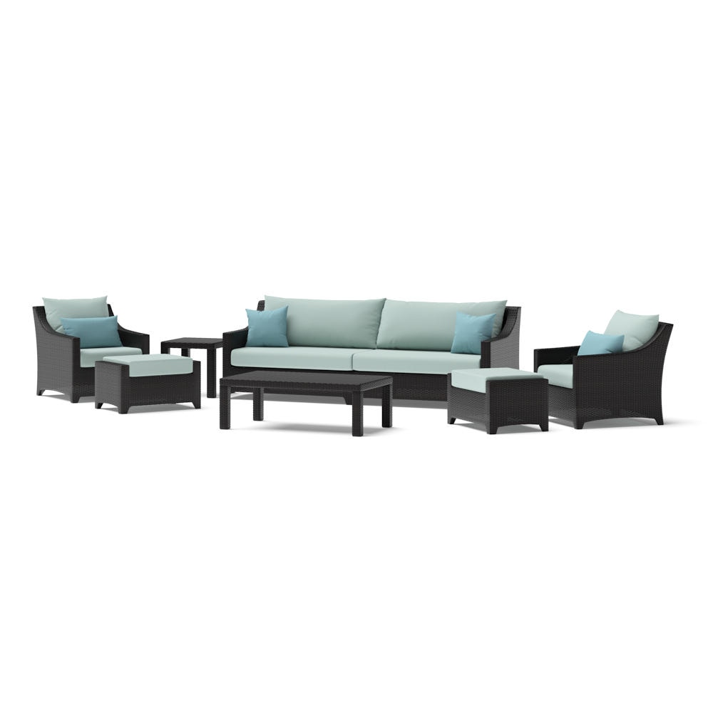 Deco™ 8 Piece Sunbrella® Outdoor Sofa & Club Chair Set - Spa Blue