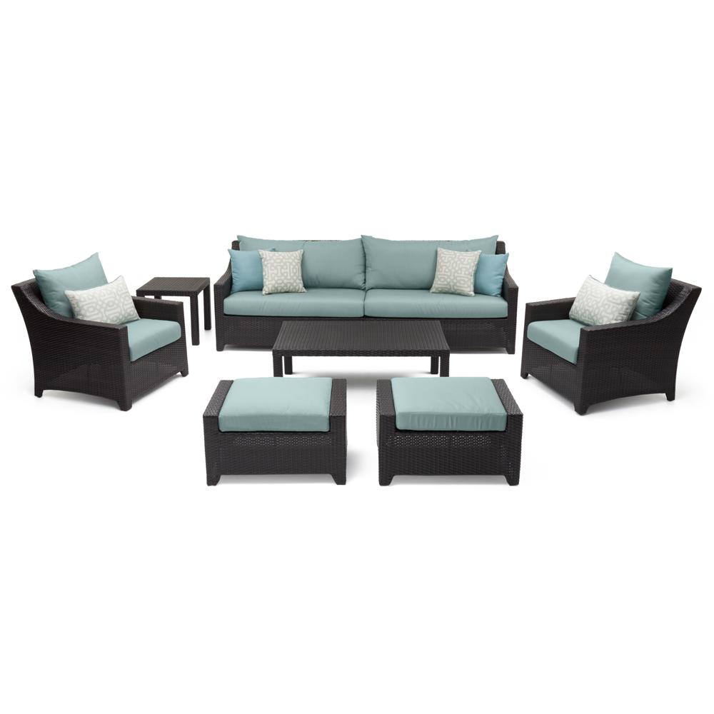 Deco™ 8 Piece Sunbrella® Outdoor Sofa & Club Chair Set - Spa Blue