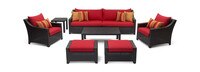 Deco™ 8 Piece Sunbrella® Outdoor Sofa & Club Chair Set - Sunset Red
