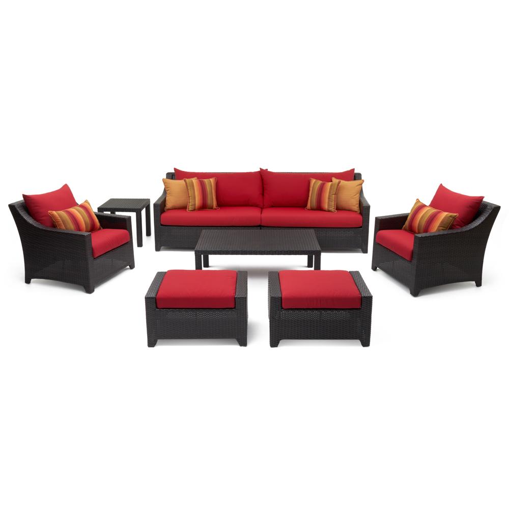 Deco™ 8 Piece Sunbrella® Outdoor Sofa & Club Chair Set - Sunset Red