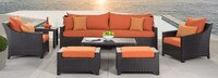 Deco™ 8 Piece Sunbrella® Outdoor Sofa & Club Chair Set - Tikka Orange