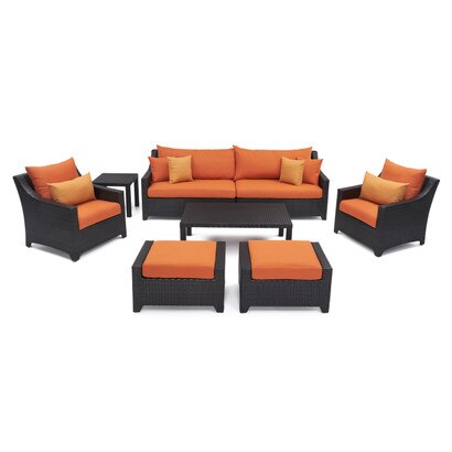 Deco™ 8 Piece Sunbrella® Outdoor Sofa & Club Chair Set - Tikka Orange