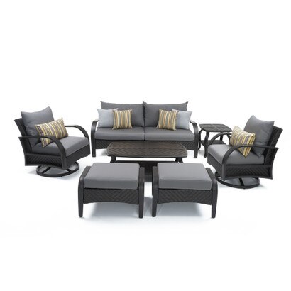Barcelo™ 7 Piece Sunbrella® Outdoor Motion Club Seating Set - Charcoal Gray