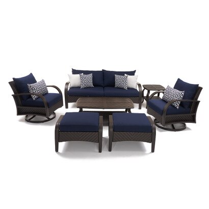 Barcelo™ 7 Piece Sunbrella® Outdoor Motion Club Seating Set - Navy Blue