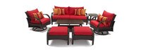 Barcelo™ 7 Piece Sunbrella® Outdoor Motion Club Seating Set - Sunset Red